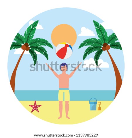 man with swimsuit in the beach icon