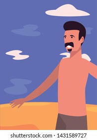 man in swimsuit in the beach summer