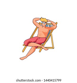 man with swimsuit in the chair beach