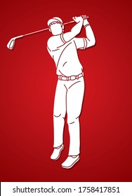 Man swinging golf , Golf players action cartoon graphic vector