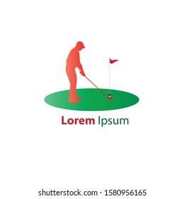 Man swinging stick golf vector. Golf players club logo. golf symbol icon vector illustration.