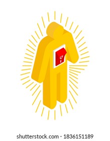 Man and switch. Included human. vector illustration