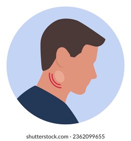 Man with swollen lymph nodes isolated icon