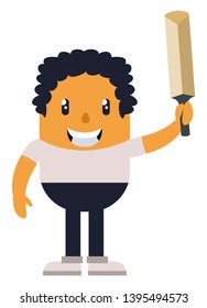 Hombre con espada, ilustración, vector sobre fondo blanco.