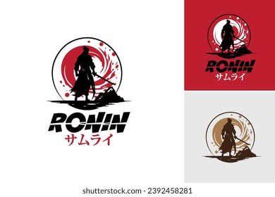 A man with a sword stands in front of a red and white logo - This asset features a bold and impactful image of a man holding a sword, positioned in front of a striking red and white logo