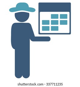 Man Syllabus vector icon. Style is bicolor flat symbol, cyan and blue colors, rounded angles, white background.