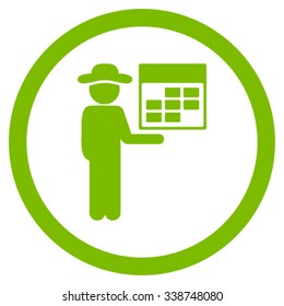 Man Syllabus vector icon. Style is flat rounded symbol, eco green color, rounded angles, white background.