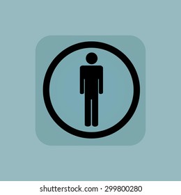 Man symbol in circle, in square, on pale blue background