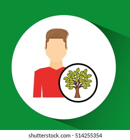 man symbol environment eco tree icon design vector illustration eps 10
