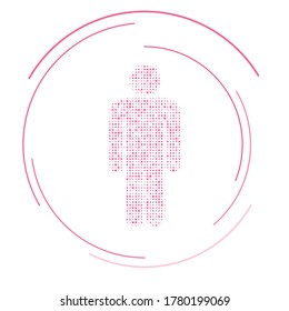 The man symbol filled with pink dots. Vector illustration on white background