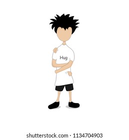 man symbol icon with hands hugging. love yourself  hug. vector illustration