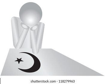 Man of the symbol of Islam. Vector illustration.