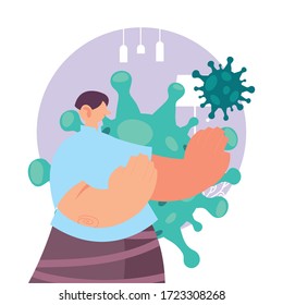 man with symptoms of coronavirus disease vector illustration design