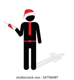 man with syringe in hand vector in colorful
