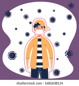 Man system immune protection vector illustration