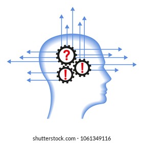 Man systematizes his thinking.Making right decision. Systematize with thinking concept. Brain efficiency
