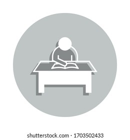 man, table, book badge icon. Simple glyph, flat vector of Miscellaneous icons for ui and ux, website or mobile application