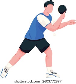 Man Table Tennis Game In Action Vector Cartoon Illustration