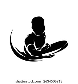 Man Table Tennis Silhouette Logo Design Vector