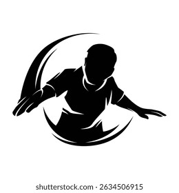 Man Table Tennis Silhouette Logo Design Vector