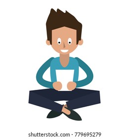 Man with tablet cartoon