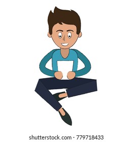 Man with tablet cartoon