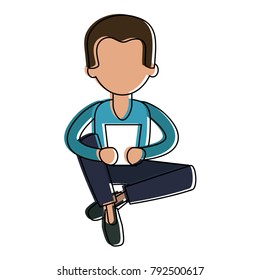 Man with tablet cartoon