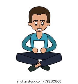 Man with tablet cartoon
