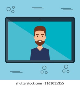 man with tablet character