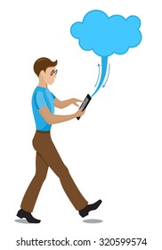 Man with tablet computer.