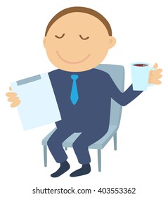 Man with tablet and cup of coffee
