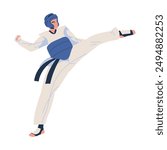 man in taekwondo uniform isolated