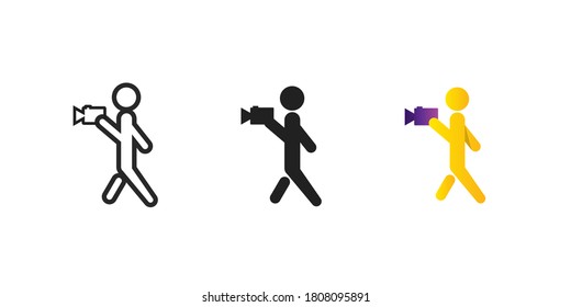 Man take camera icon vector sign isolated on white background illustration for graphic and web design. eps 10