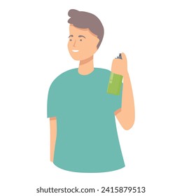 Man take hair sprayer icon cartoon vector. Face beauty. Model clean