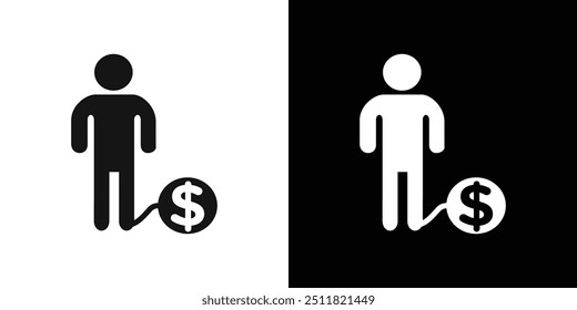 Man take money credit icon Flat fill set collection