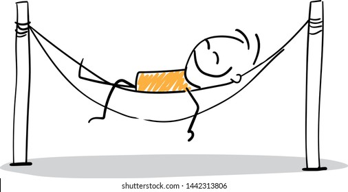 Man take nap  chilling  Doodle style vector illustration object isolated hand draw  Line art cartoon design character