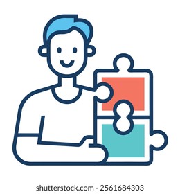 Man take puzzle icon outline man take puzzle vector 