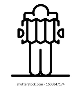 Man take route map icon. Outline man take route map vector icon for web design isolated on white background