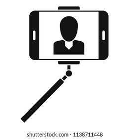 Man take selfie monopod icon. Simple illustration of man take selfie monopod vector icon for web design isolated on white background