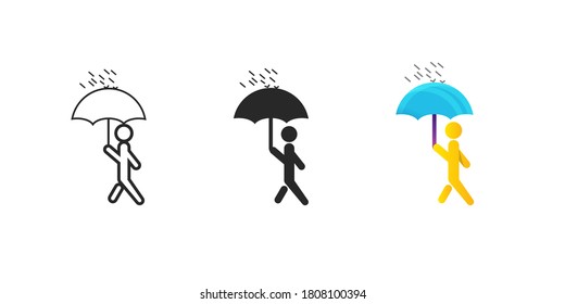 man take umbrella icon vector sign isolated on white background illustration for graphic and web design. eps 10