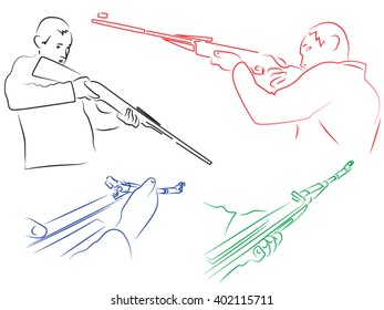 man takes aim at the gun, the gun charge