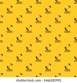 Man takes part at kitesurfing pattern seamless vector repeat geometric yellow for any design