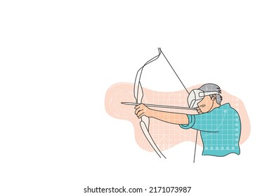 Man taking aim and ready to shoot. VR game concept. Vector illustration design