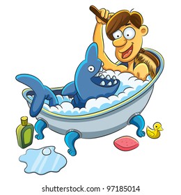 Man Taking a Bath