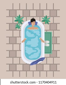 man taking a bath tub