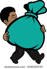 Hombre que toma la Ilustración vectorial del bolso del dinero
