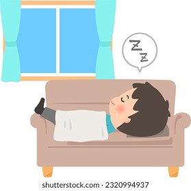 Man taking a nap on sofa