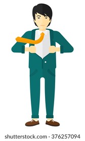 Man taking off jacket.