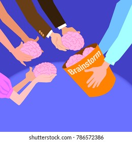 Man is taking over the brain. brainstorm vector