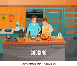 Man taking part in cooking talk show cartoon vector illustration